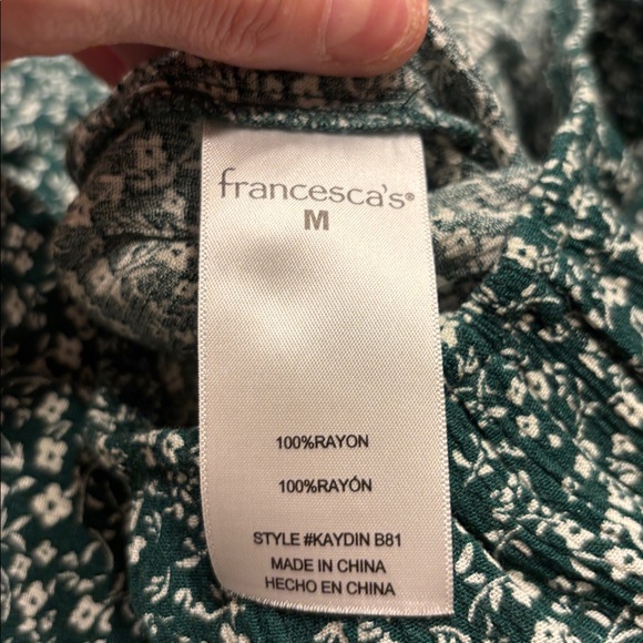 FRANCESCA’S Audrey Parks Green White Floral Wide-Leg Cropped Jumpsuit MEDIUM - Picture 6 of 8